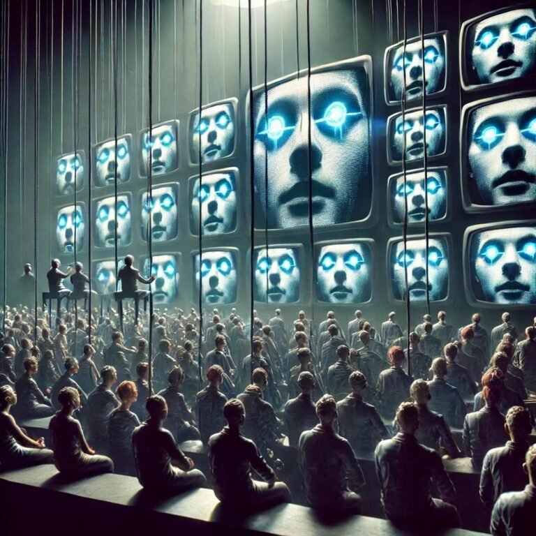 Public captivé par des écrans géants.