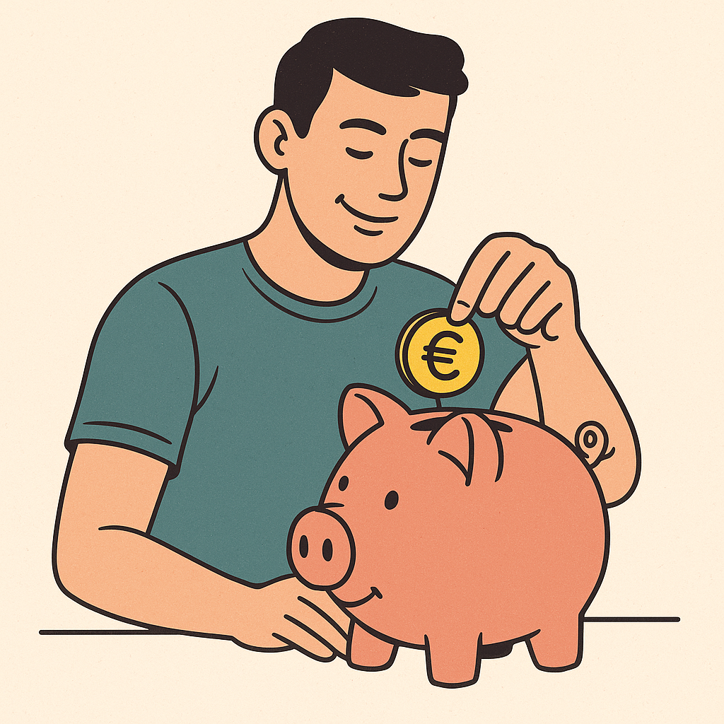 un jeune homme épargne son argent intelligemment pour devenir riche